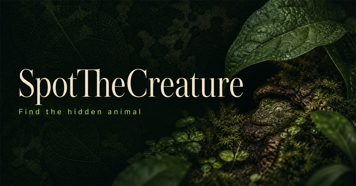 A camouflaged animal hidden among deep green leaves